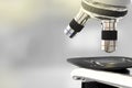 bio study concept, lab electronic scientific microscope on bokeh background - object 3D illustration Royalty Free Stock Photo