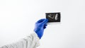 X-ray of the lungs of a healthy person on a white background in the hands of a doctor a snapshot of the lungs to study the disease Royalty Free Stock Photo