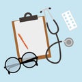 Medical workplace vector flat set Royalty Free Stock Photo