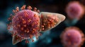 Medically Accurate Illustration of a Virus Infecting a Liver Cell Showing Detailed Cellular Structures and the Process Royalty Free Stock Photo