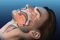 Snoring, medically 3D illustration