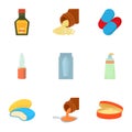 Medicament icons set, cartoon style Royalty Free Stock Photo