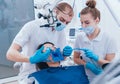 Medicamentous treatment of root canals during endodontic treatment Royalty Free Stock Photo