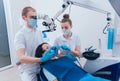 Medicamentous treatment of root canals during endodontic treatment Royalty Free Stock Photo