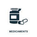 Medicaments icon. Monochrome sign from psychotherapy collection. Creative Medicaments icon illustration for web design