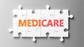 Medicare complex like a puzzle - pictured as word Medicare on a puzzle pieces to show that Medicare can be difficult and needs