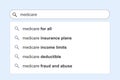 Medicare healthcare search suggestions