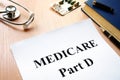 Medicare Part D on a table. Royalty Free Stock Photo
