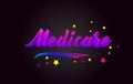 Medicare Purple Handwritten lettering typography. Word for logotype, badge, icon, card, postcard, logo, banner, tag Vector