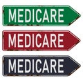 medicare road sign with arrow on white background