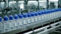 Medication bottles on pharmaceutical factory conveyor