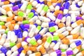 Medication capsules closeup