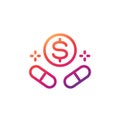 medication cost line icon on white Royalty Free Stock Photo