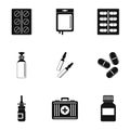 Medication icon set, simple style