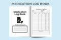 Medication KDP interior notebook. Medicine information and time tracker log book template. KDP interior notebook template.