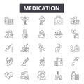 Medication line icons, signs, vector set, linear concept, outline illustration Royalty Free Stock Photo