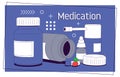 Medication, pharmaceutics concept. Medical pills and bottles. 1-1