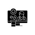 Medication prescription online glyph icon