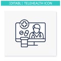 Medication prescription online line icon