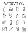 Medication related vector icon set. Royalty Free Stock Photo