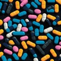 medicine illustration pill medication tablet pharmaceutical pharmacy medical drug capsule. Generative AI.