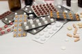 Medications and tablets, large group of blister pack, medication, pills Royalty Free Stock Photo