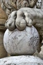 Medici Lion holds the globe in Piazza della Signoria Royalty Free Stock Photo