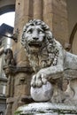 Medici Lion holds the globe in Piazza della Signoria Royalty Free Stock Photo