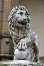 Medici Lion holds the globe in Piazza della Signoria Royalty Free Stock Photo