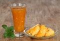 Medicinal Bael fruit with juice and mint leaves