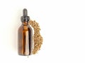 Medicinal cannabis with extract oil in a bottle and cannabis seeds on a white background. Royalty Free Stock Photo