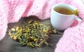 Medicinal herb sagan daila and healing tea , selective focus