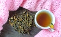 Medicinal herb sagan daila and healing tea , selective focus