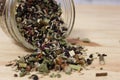 Medicinal Herbal Tea Blend on Kitchen Table Royalty Free Stock Photo