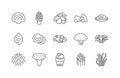 Medicinal mushroom line icon set