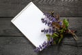 Medicinal plant Ajuga reptans and notebook Royalty Free Stock Photo