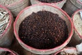 Dried Cloves in bamboo basket. medicinal plants. Thai herbs.