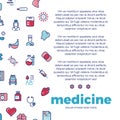 Medicinal poster design with medicine line icons