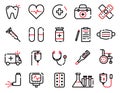 Medical outline icons collection isolated on white background. Vector illustration