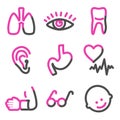 Medicine 2 web icons, pink contour series