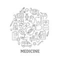 Medicine abstract linear concept layout with headline