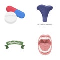 Medicine, advertising, restaurant and other web icon in cartoon style.lips, scream, glands icons in set collection.