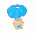 Medicine aid in a box with a parachute icon
