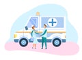 Medicine Ambulance Car and Staff Illustration Royalty Free Stock Photo