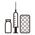 Medicine, ampoule and syringe icon