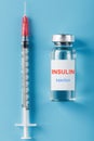 Medicine in ampoules with insulin, needles and syringes for medical subcutaneous injection Royalty Free Stock Photo