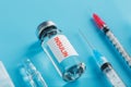 Medicine in ampoules with insulin, needles and syringes for medical subcutaneous injection Royalty Free Stock Photo