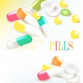 Medicine background with multicolored pills Royalty Free Stock Photo