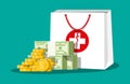 Medicine bag and money Royalty Free Stock Photo