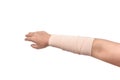 Medicine bandage on human arm isolated Royalty Free Stock Photo